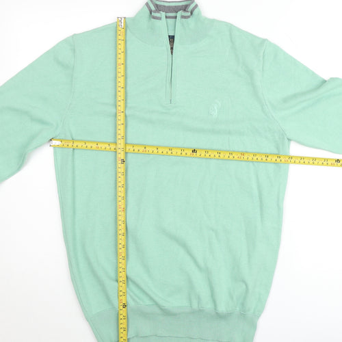 Padraig Harrington Men's Green 1/4 Zip Sweatshirt Small Cotton Blend