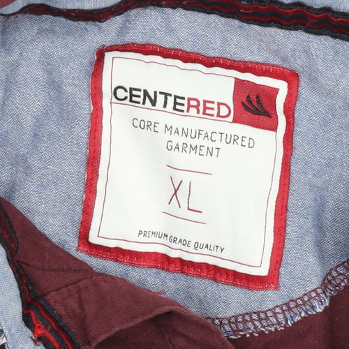 CENTERED Red Men's XL Short Sleeve Cotton Polo Shirt