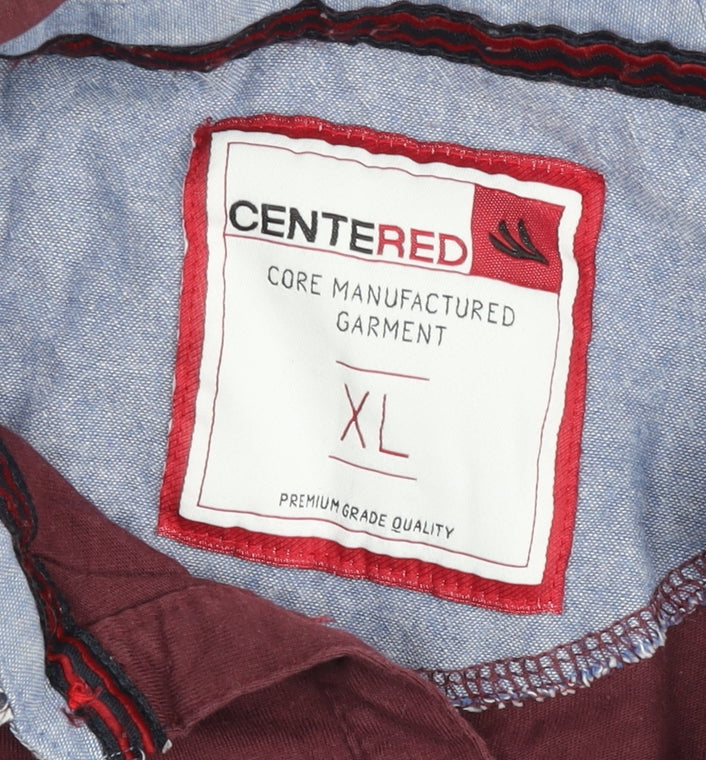 CENTERED Red Men's XL Short Sleeve Cotton Polo Shirt