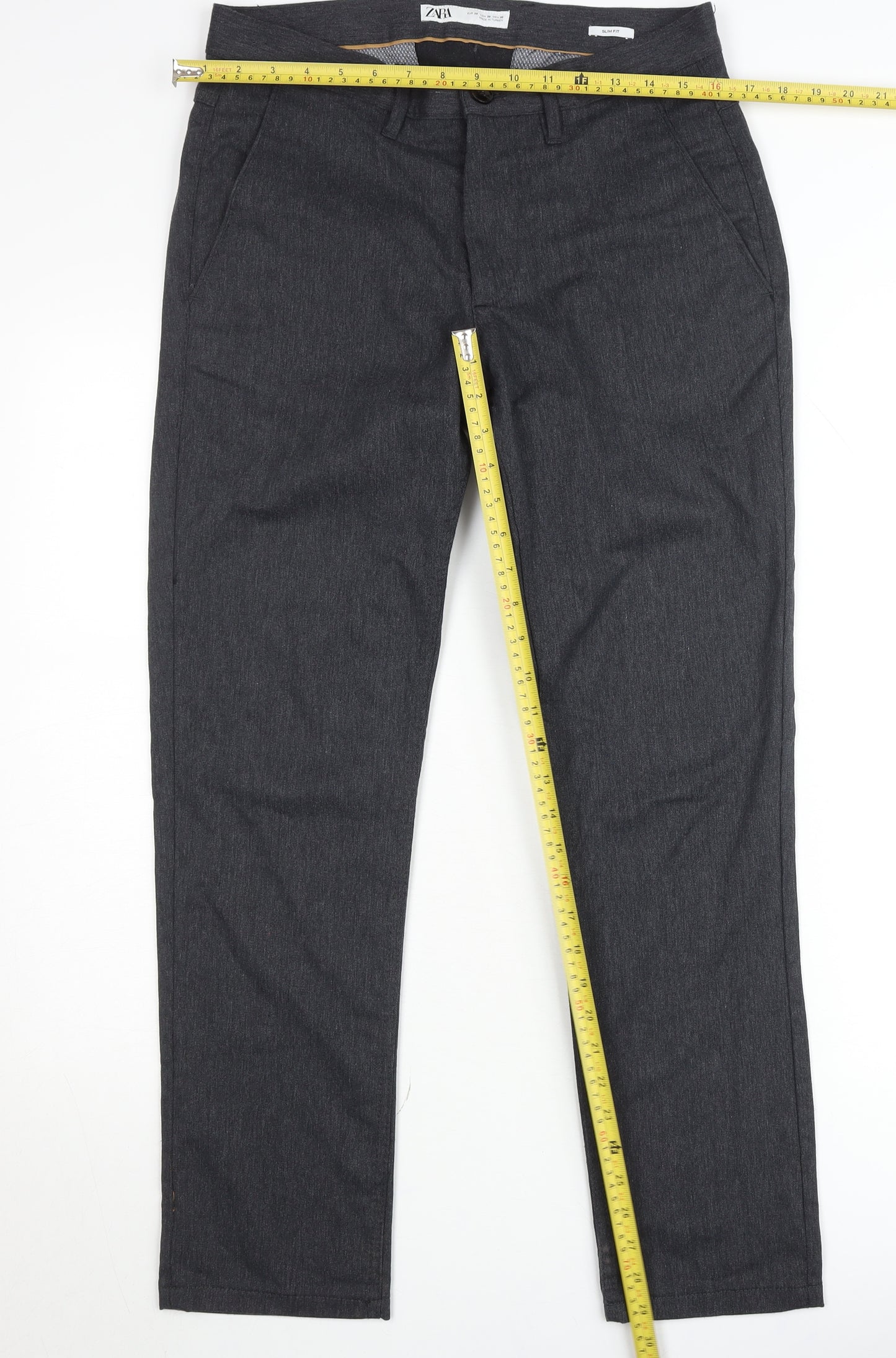 Zara Men's Grey Slim Fit Chino Trousers Size 30