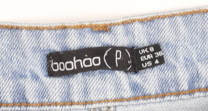 Boohoo Women Blue UK 8 High Waist Cut-Off Denim Shorts