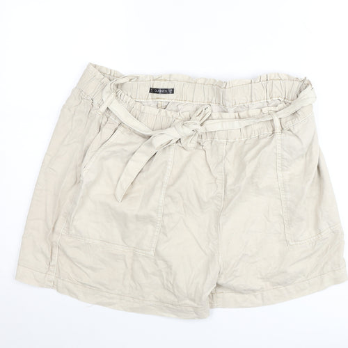 Dunnes Women Beige Cotton Paperbag Shorts Size XL