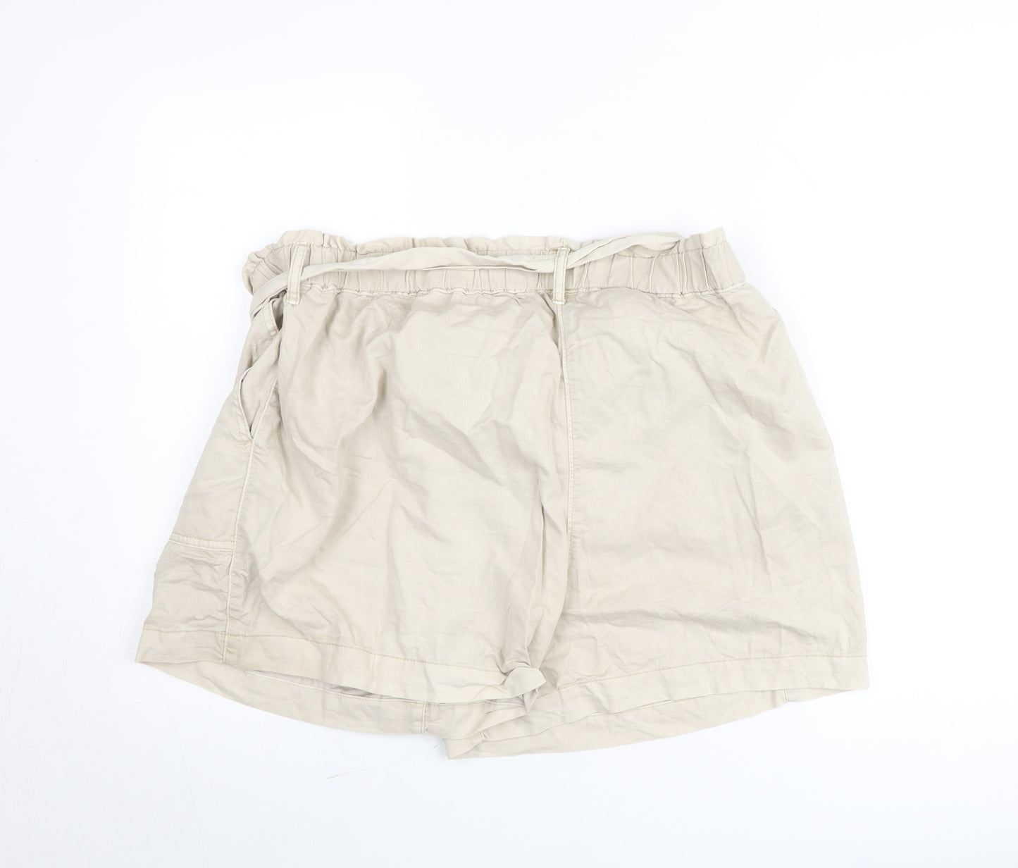 Dunnes Women Beige Cotton Paperbag Shorts Size XL