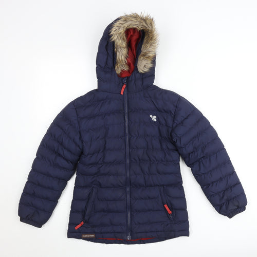 Muddy Puddles Girls Blue Hooded Puffer Jacket 9-10 Years Winter Coat