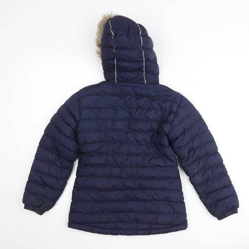 Muddy Puddles Girls Blue Hooded Puffer Jacket 9-10 Years Winter Coat
