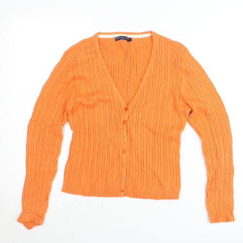 Barred's Sport Women's Orange Cable-Knit V-Neck Cardigan Size L