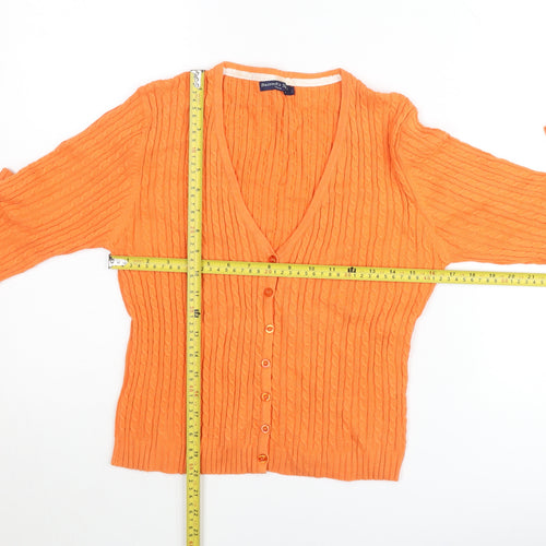 Barred's Sport Women's Orange Cable-Knit V-Neck Cardigan Size L