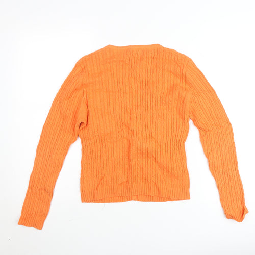 Barred's Sport Women's Orange Cable-Knit V-Neck Cardigan Size L