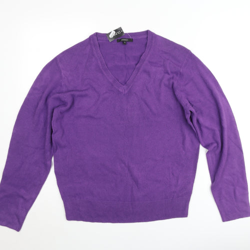 Dunnes Women's Purple V-Neck Cotton Jumper Size S