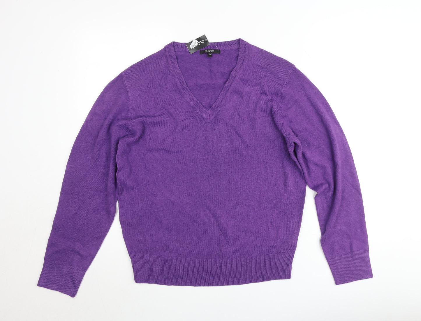 Dunnes Women's Purple V-Neck Cotton Jumper Size S
