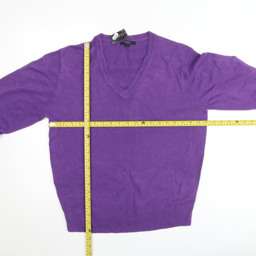 Dunnes Women's Purple V-Neck Cotton Jumper Size S