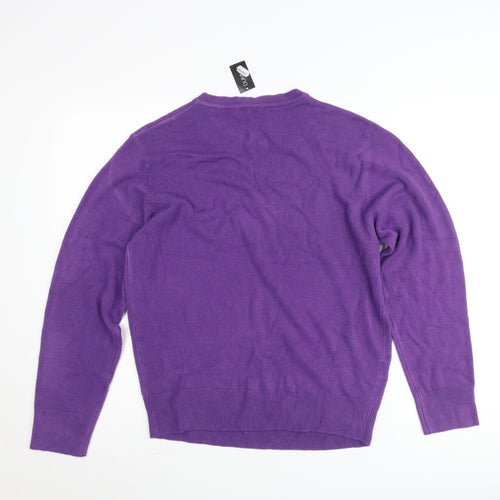 Dunnes Women's Purple V-Neck Cotton Jumper Size S