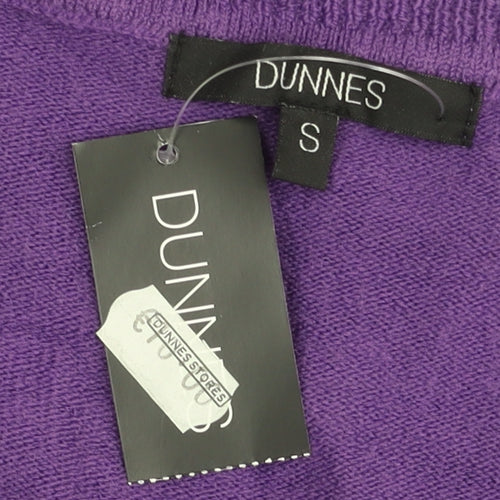 Dunnes Women's Purple V-Neck Cotton Jumper Size S