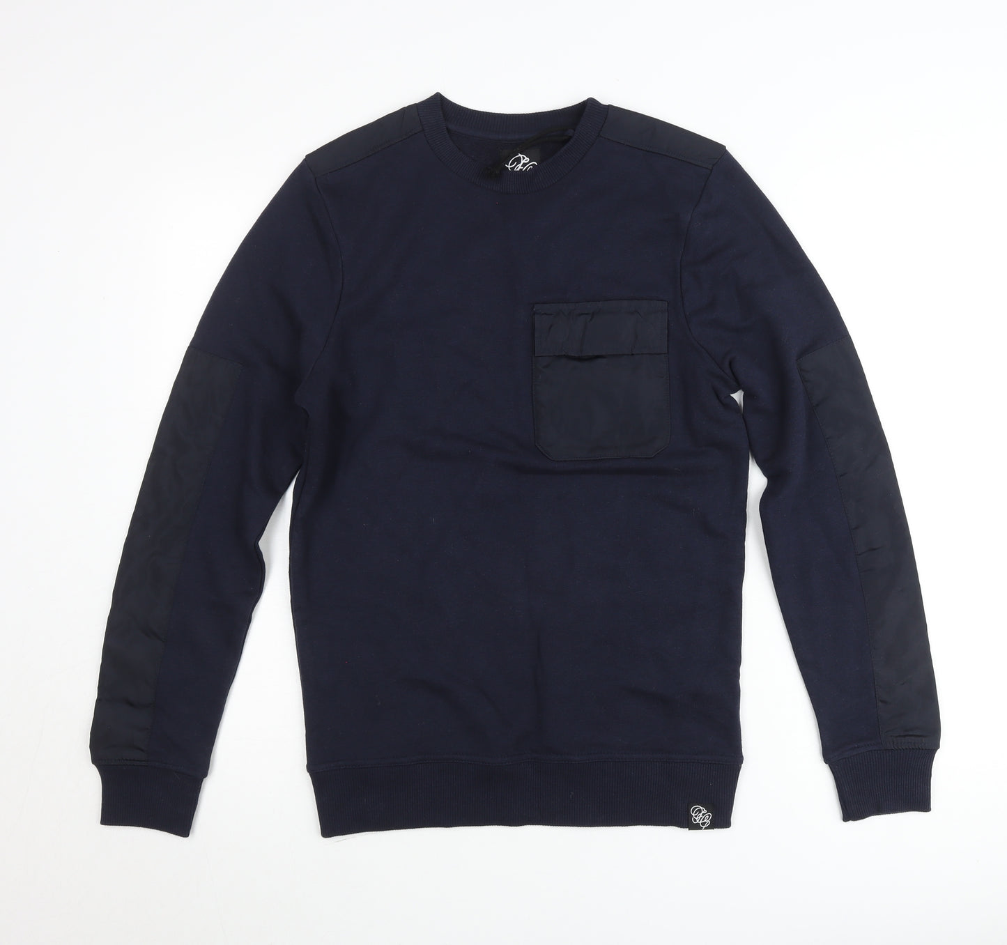 SikSilk Men’s Blue Crew Neck Pullover Jumper Size S Cotton Blend