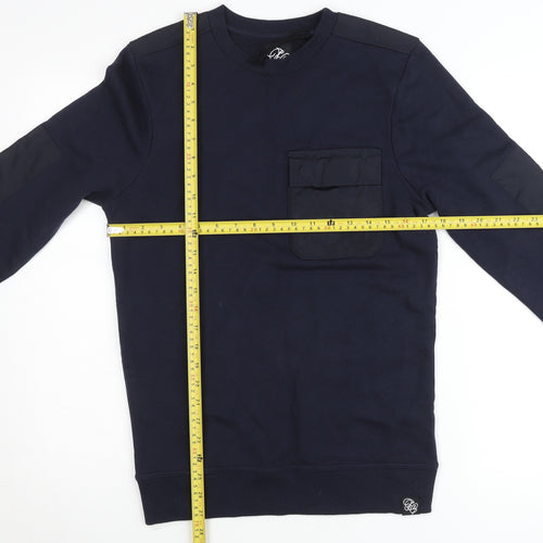 SikSilk Men’s Blue Crew Neck Pullover Jumper Size S Cotton Blend