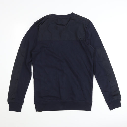 SikSilk Men’s Blue Crew Neck Pullover Jumper Size S Cotton Blend