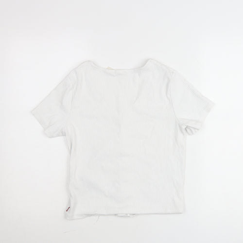 Levi's Women's White Button-Up Short Sleeve Cotton Top Size L