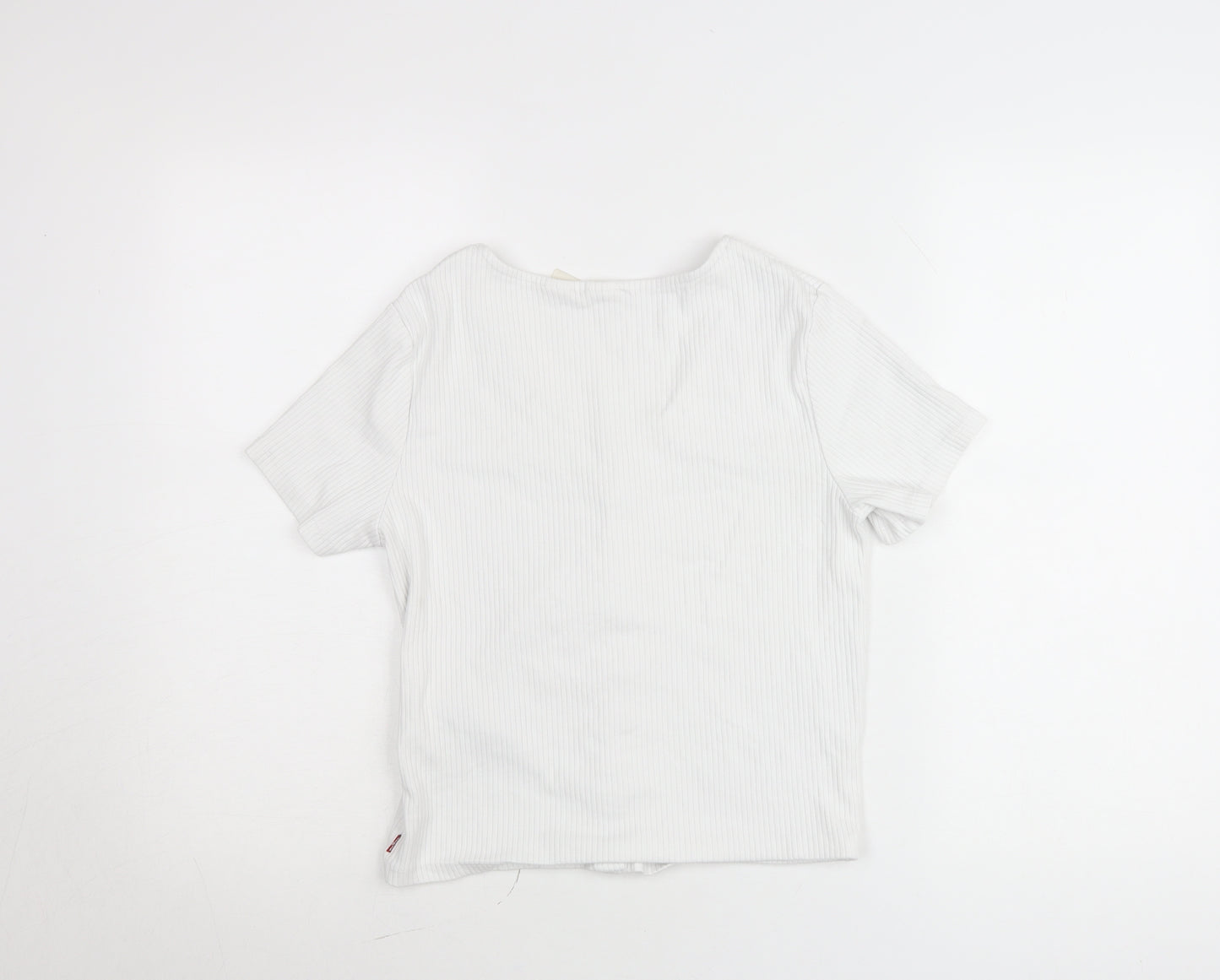 Levi's Women's White Button-Up Short Sleeve Cotton Top Size L