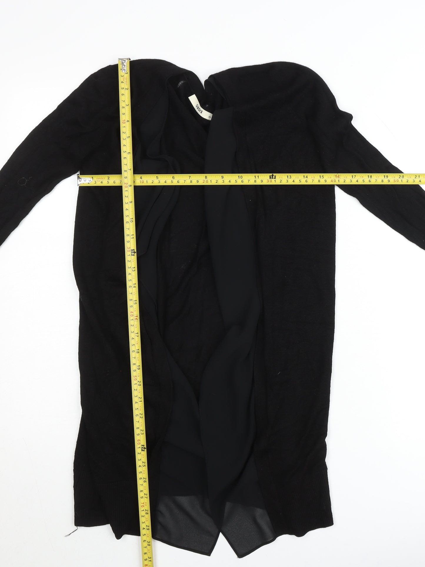 Oasis Women’s Black XS Long Sleeve Open Knit Cardigan