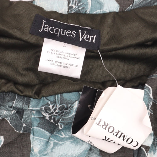Jacques Vert Womens Green Floral A-Line Midi Skirt L Viscose Blend