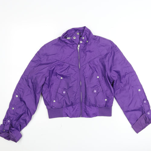 Marks and Spencer Girls Purple Bomber Jacket Size 10 Years Nylon Cropped Zip Up