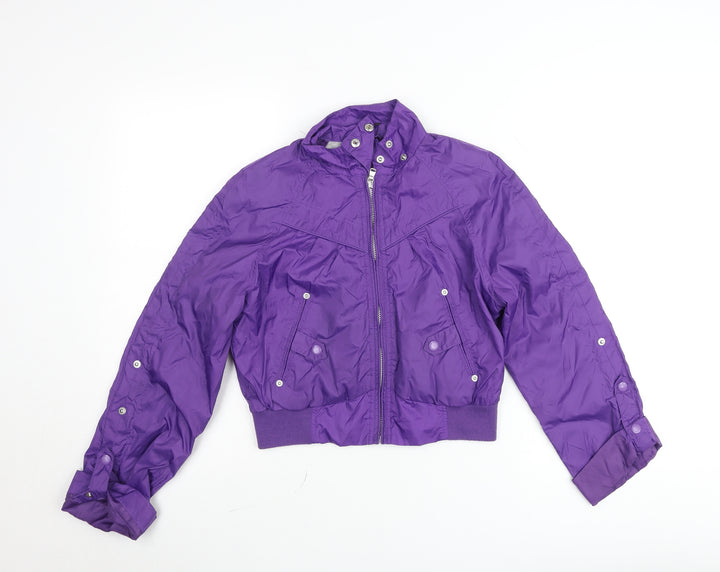 Marks and Spencer Girls Purple Bomber Jacket Size 10 Years Nylon Cropped Zip Up
