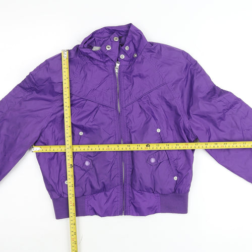 Marks and Spencer Girls Purple Bomber Jacket Size 10 Years Nylon Cropped Zip Up
