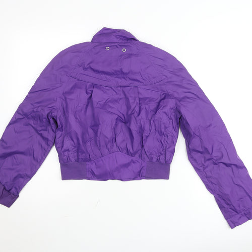 Marks and Spencer Girls Purple Bomber Jacket Size 10 Years Nylon Cropped Zip Up