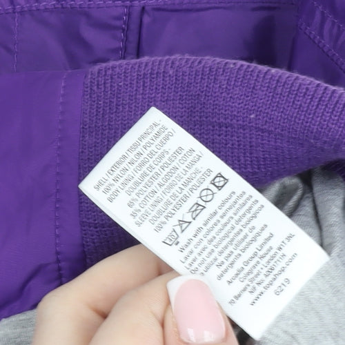 Marks and Spencer Girls Purple Bomber Jacket Size 10 Years Nylon Cropped Zip Up