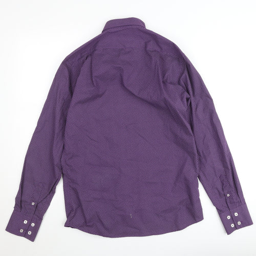 Vichi Men's Purple Geometric Button-Down Shirt Slim Fit Size S