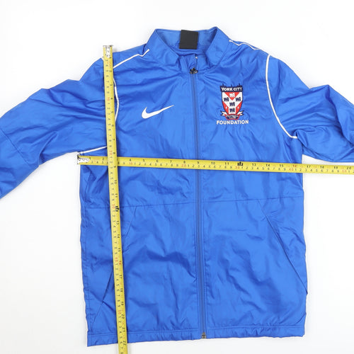 Nike Boys Blue Track Jacket Size 10-11 Years Football Zip Up Lightweight