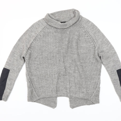 Vila Women’s Grey Roll Neck Chunky Knit Wool Blend Jumper Size S