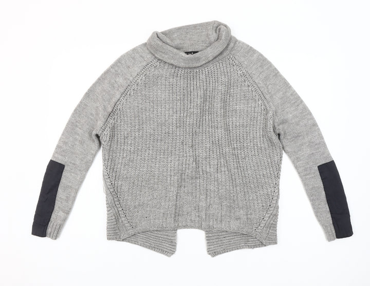 Vila Women’s Grey Roll Neck Chunky Knit Wool Blend Jumper Size S