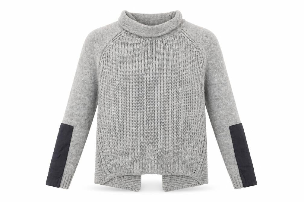 Front view of VILA Women’s Grey Roll Neck Chunky Knit Wool Blend Jumper, size S