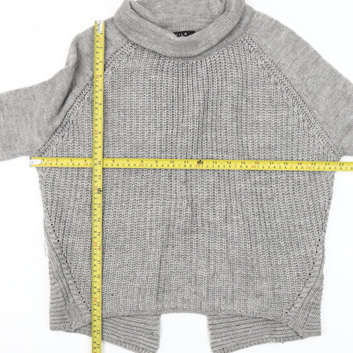Vila Women’s Grey Roll Neck Chunky Knit Wool Blend Jumper Size S