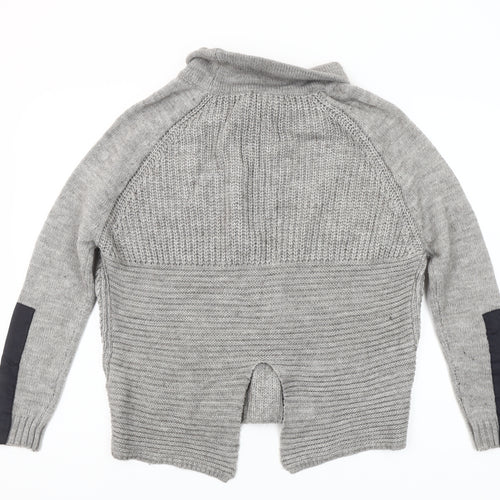 Vila Women’s Grey Roll Neck Chunky Knit Wool Blend Jumper Size S