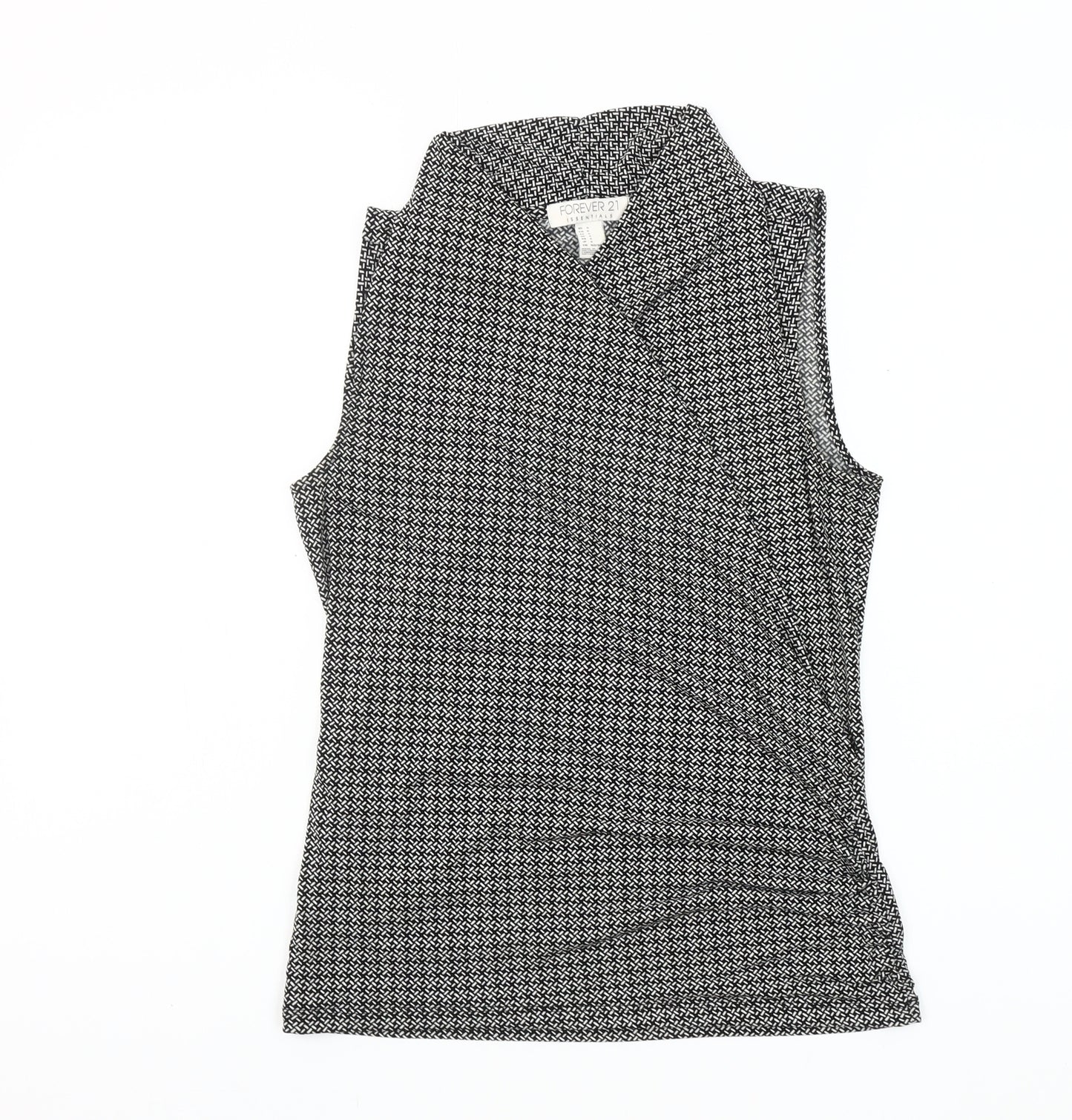 Forever 21 Women’s Black Geometric Sleeveless Wrap Blouse Size S