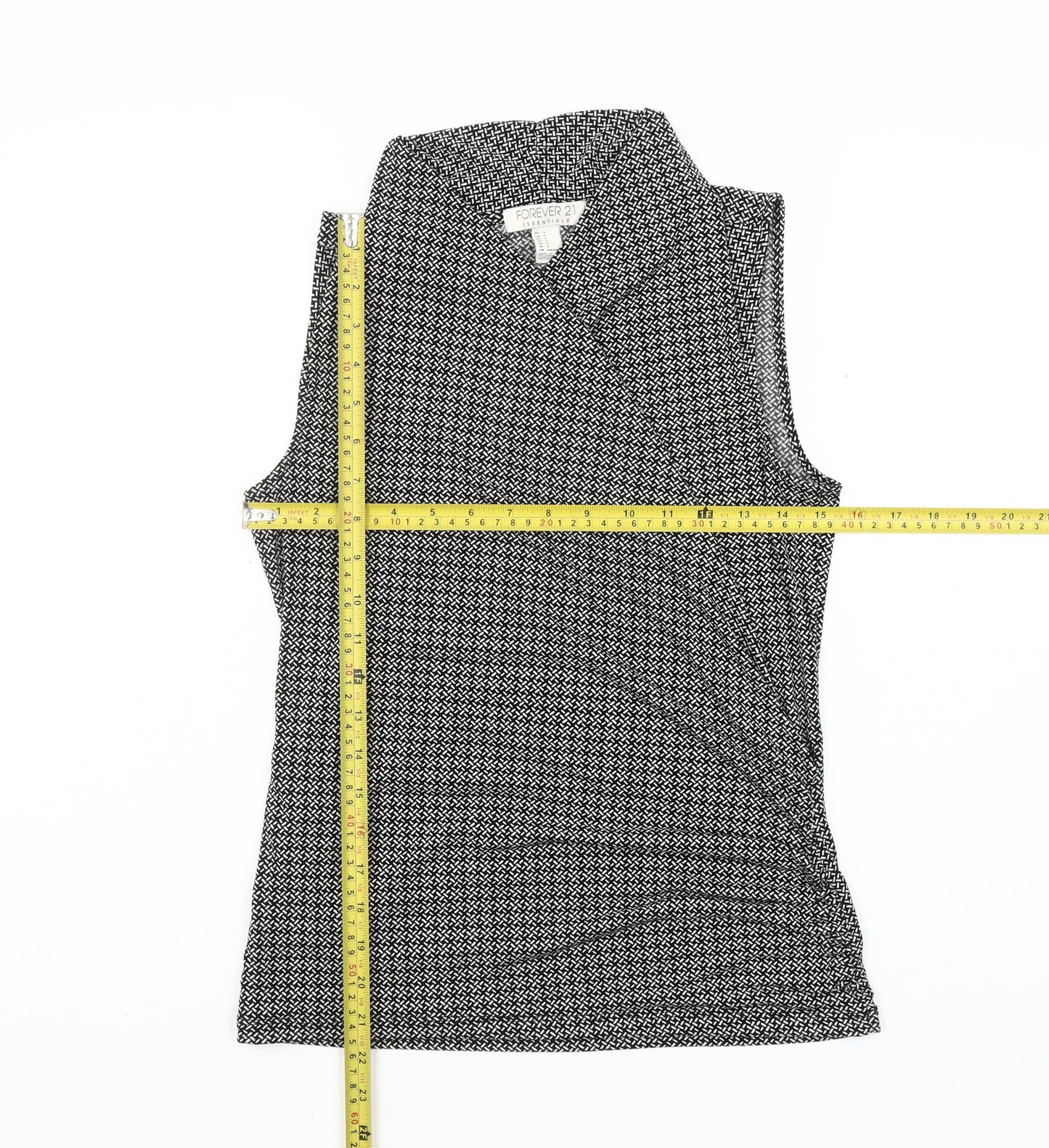 Forever 21 Women’s Black Geometric Sleeveless Wrap Blouse Size S