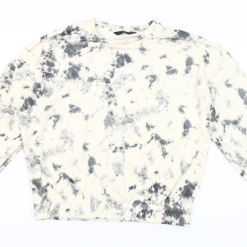 F&F Women's Beige Tie-Dye Pullover Sweatshirt UK 12 Cotton Blend