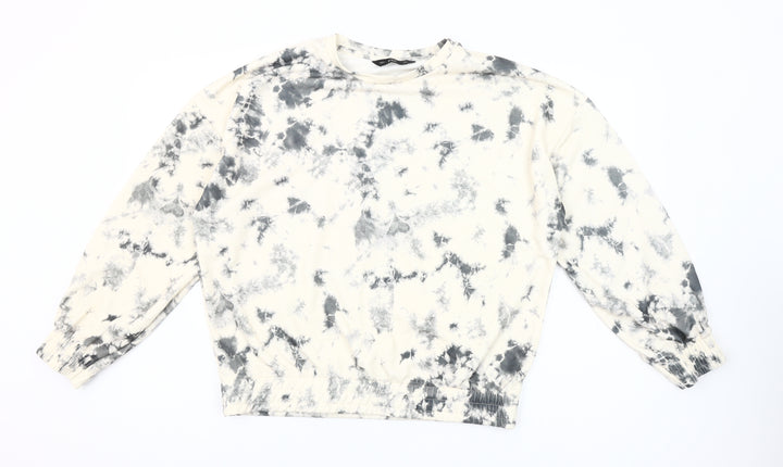 F&F Women's Beige Tie-Dye Pullover Sweatshirt UK 12 Cotton Blend