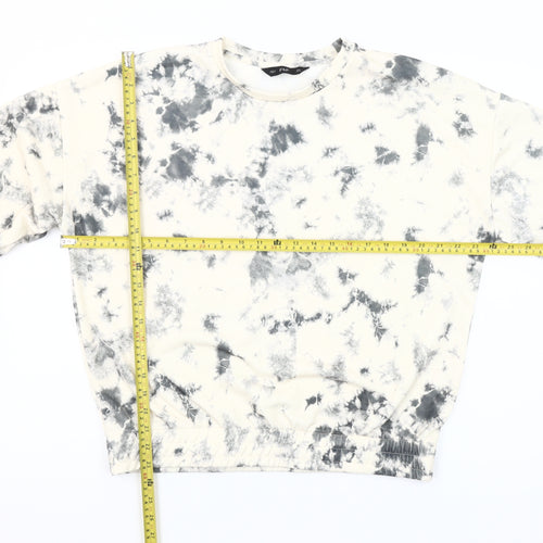 F&F Women's Beige Tie-Dye Pullover Sweatshirt UK 12 Cotton Blend