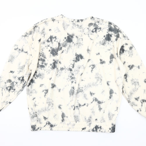 F&F Women's Beige Tie-Dye Pullover Sweatshirt UK 12 Cotton Blend