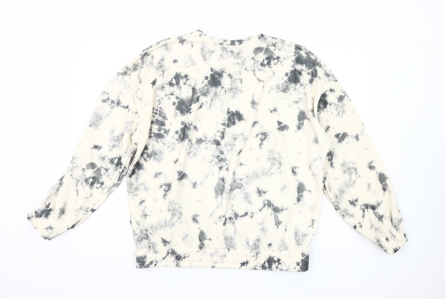 F&F Women's Beige Tie-Dye Pullover Sweatshirt UK 12 Cotton Blend