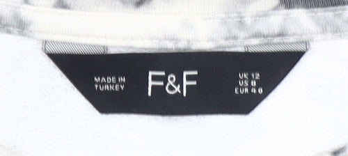 F&F Women's Beige Tie-Dye Pullover Sweatshirt UK 12 Cotton Blend
