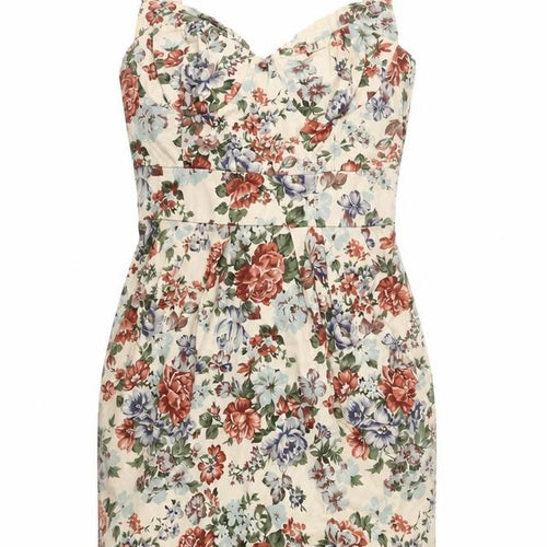 LOVE Women's Multicoloured Floral Bodycon Short Dress S