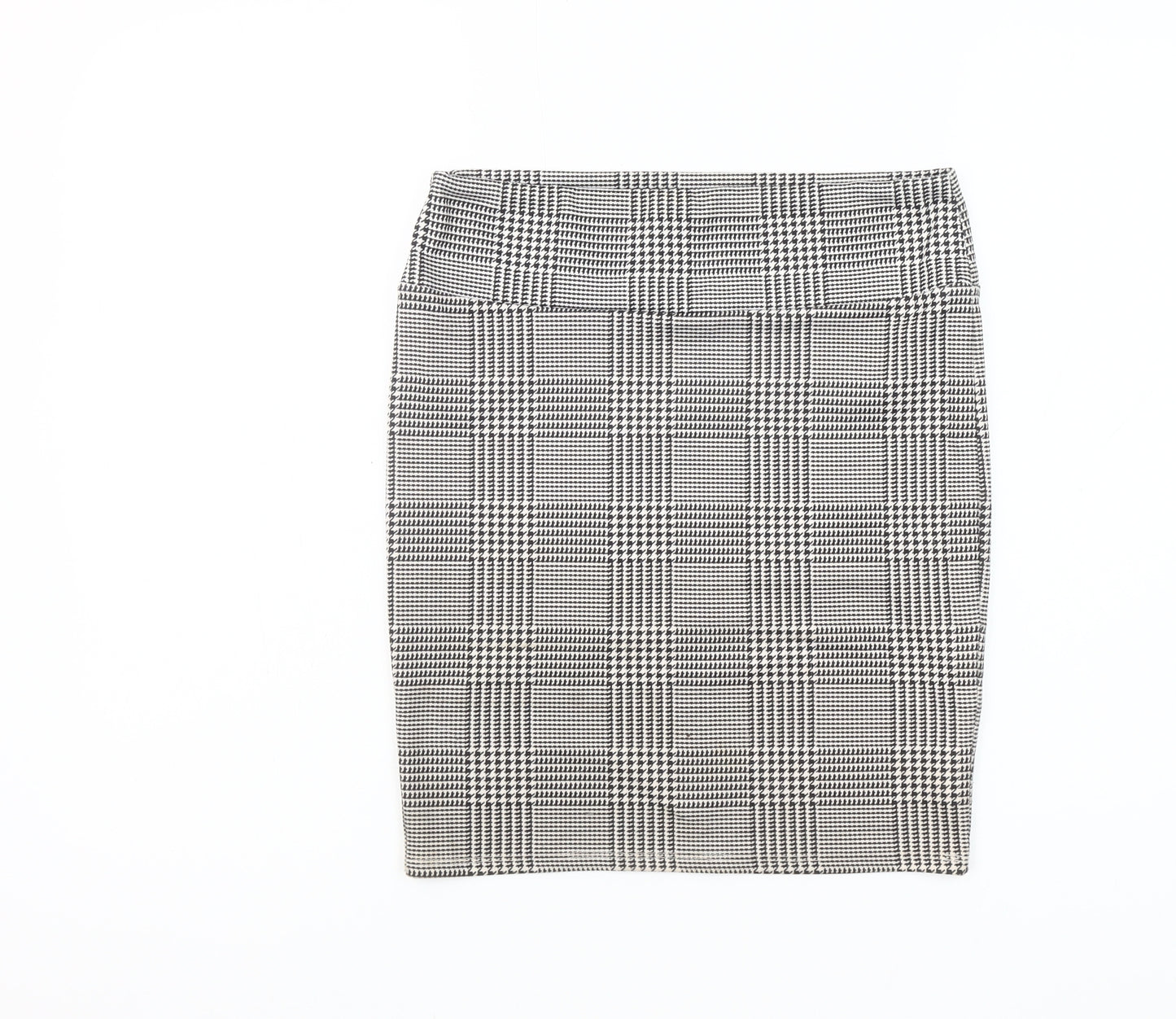Stradivarius Women’s Grey Check Pencil Skirt L Knee Length Stretch