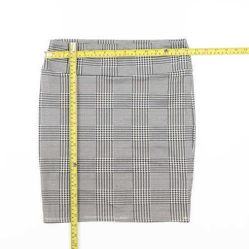 Stradivarius Women’s Grey Check Pencil Skirt L Knee Length Stretch