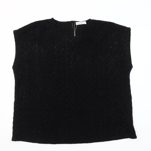 Gallery Women Black XL Sleeveless Woven Blouse Top