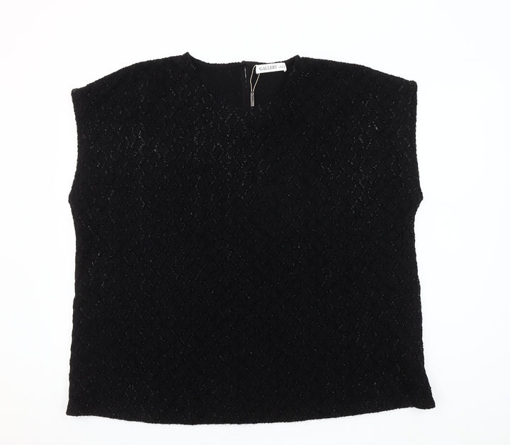 Gallery Women Black XL Sleeveless Woven Blouse Top