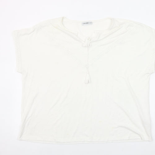Gallery Women’s White XL Tunic Blouse with Tassel Tie Detail
